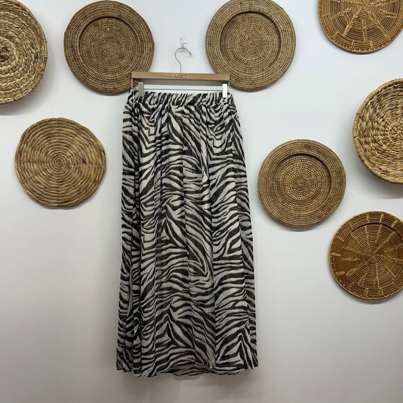 Express X Rachel Zoe Black White Zebra Print Maxi Skirt Large Lined - Picture 2 of 7